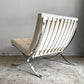 バルセロナチェア Barcelona Chair 1シーター レザー ホワイト リプロダクト品 1シーターソファ ミース・ファン・デル・ローエ モダンデザイン ■