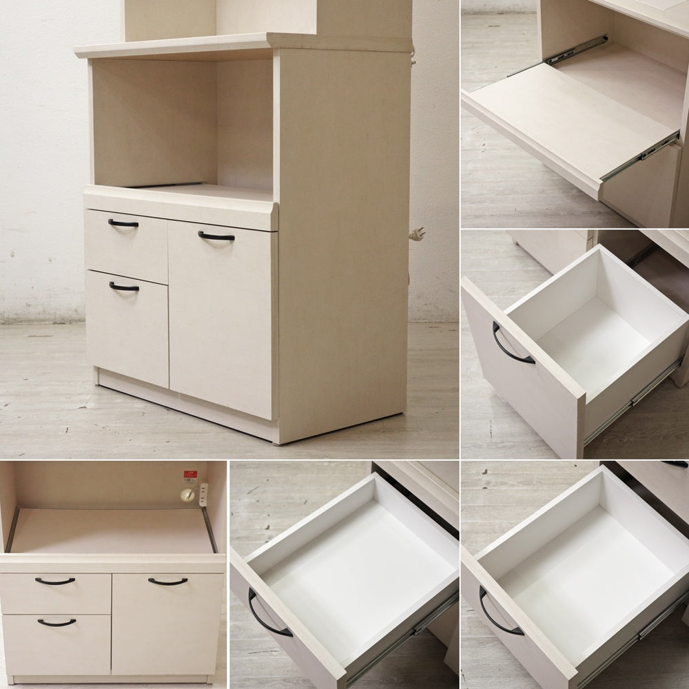 ビーカンパニー B-COMPANY コチーナ Cocina 700 カップボード 食器棚 チェッカーガラス ナチュラルテイスト ●