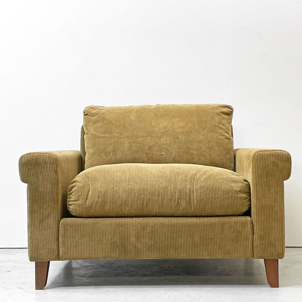 トラックファニチャー TRUCK FURNITURE FKソファ FK SOFA 1.5シーター F-21 コーデュロイ フェザークッション ウォールナット無垢材 定価￥315,700- ●