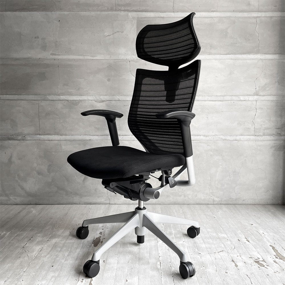 オカムラ okamura バロンチェア Baron Chair デスクチェア WORKAHOLIC特注モデル エクストラローバック グラデーションサポートメッシュ ヘッドレスト 座面クッション仕様 ジョルジェット・ジウジアーロ 定価￥227,590- ♪