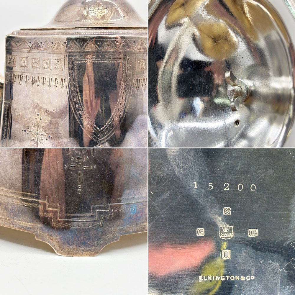 エルキントン ELKINGTON シルバープレーテッド ティーポット 樹脂ハンドル 英国ビンテージ ●