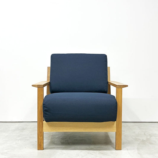 無印良品 MUJI ソファ本体木製フレーム 1シーター 1Pソファ ウレタン ポケットコイル ネイビー 参考定価￥44,900- ◎