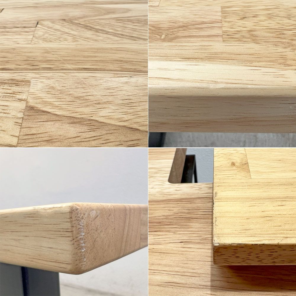 かなでもの KANADEMONO ザ・テーブル THE TABLE デスク ラバーウッド無垢材 W300 x D70cm スチール スクエアレッグ ブラック 配線孔 〓