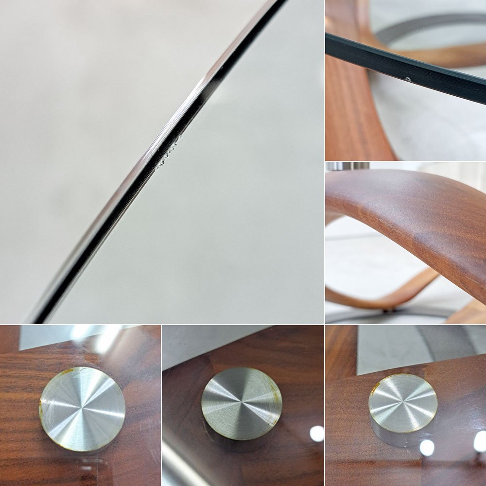 ポラダ porada インフィニティ INFINITY リビングテーブル コーヒーテーブル ラウンド Φ120cm ガラス天板 ウォールナット無垢材 イタリア 定価￥649,000- ACTUS取扱い ●