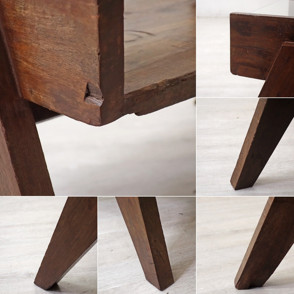 ピエールジャンヌレ Pierre Jeanneret コーヒーテーブル Coffee Table スモール チーク無垢材 ガラス チャンディーガル レター有 60‘s CHH/T57 ●