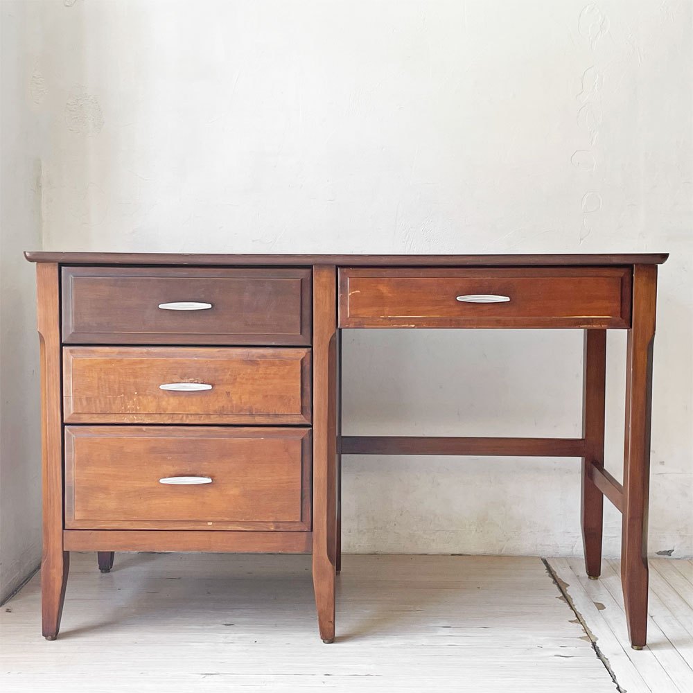 ビーピージョン B.P.John Furniture 片袖 デスク 机 4ドロワー デコラトップ 米軍家具 ミッドセンチュリー USビンテージ ★