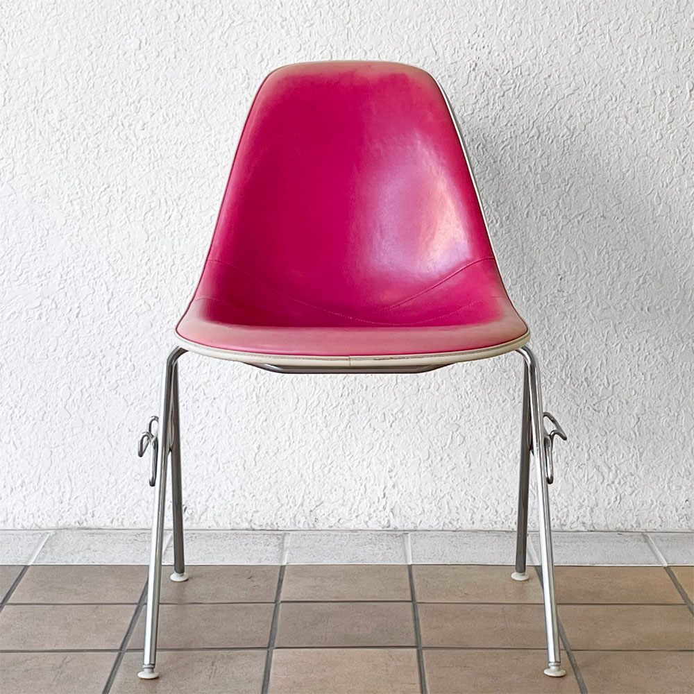 ハーマンミラー Herman Miller サイドシェルチェア サード 3rd ビンテージ PVCレザー FRP製 スタッキングベース イームズ A ◇