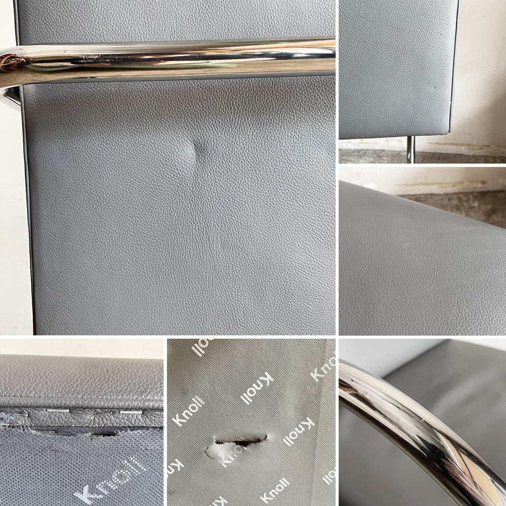ノル ノール Knoll ブルーノ brno アームチェア チューブラー 合皮レザー グレー系カラー ミースファンデルローエ カンチレバー ■