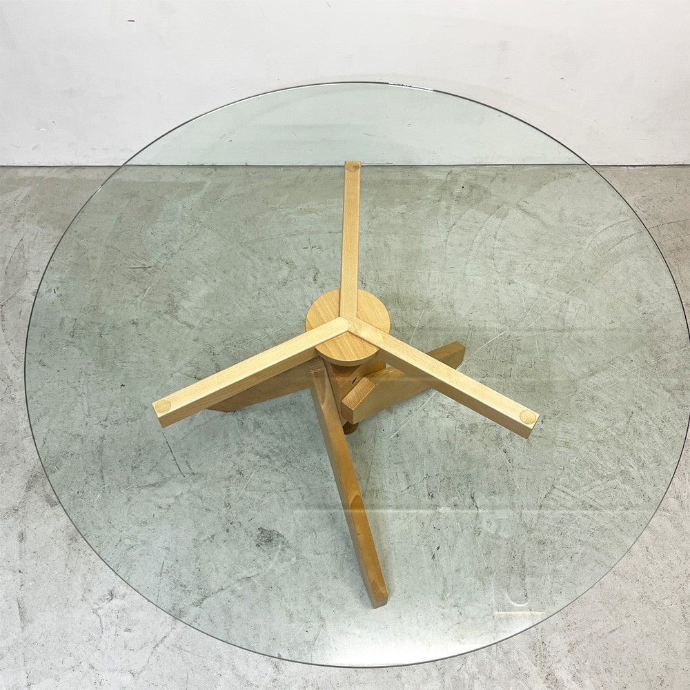 デパドヴァ DePadova ヴィドゥン VIDUN ラウンドダイニングテーブル Φ130cm ガラス天板 ビーチ材 回転昇降式  モダン 参考定価￥￥803,000～ ●
