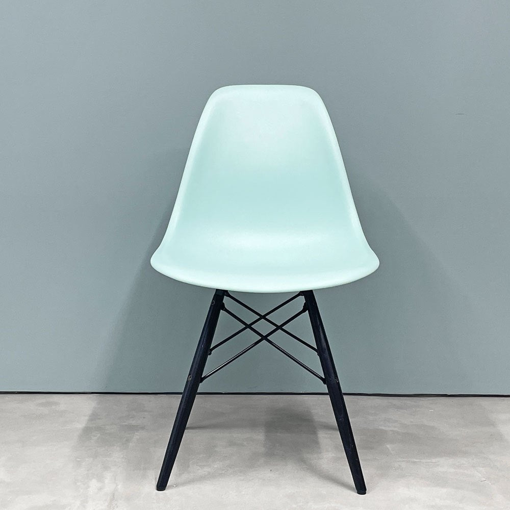ハーマンミラー HermanMiller サイドシェルチェア ドゥエルレッグ DSW アクアスカイ × エボニー ポリプロピレン製 イームズ ミッドセンチュリー A ◎