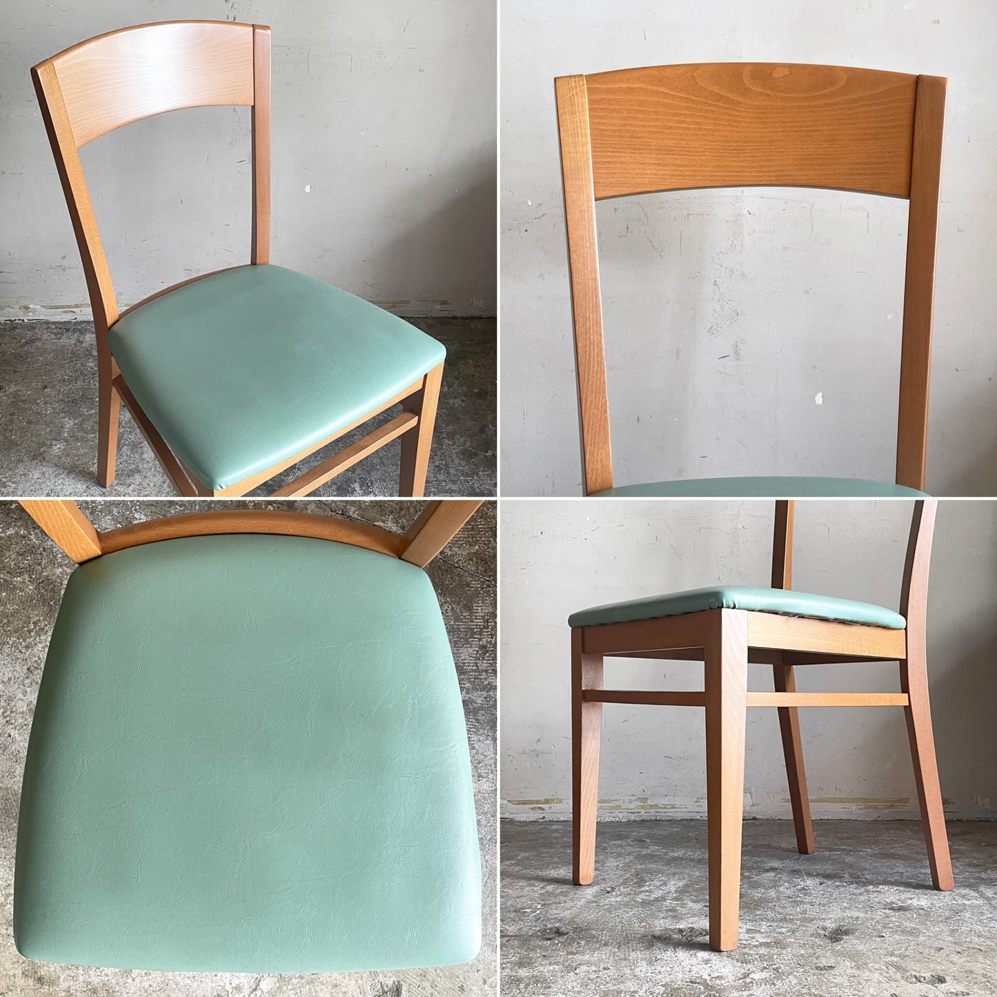 カリガリス Calligaris ビーチ材 ダイニングチェア ブルー系カラー PVCレザーシート 合皮 2脚セット イタリアモダン ■