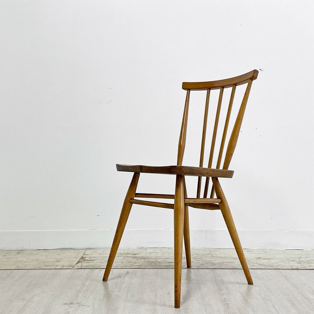 アーコール Ercol スティックバックチェア ダイニングチェア エルム材 UKビンテージ Vintage 英国家具 ●