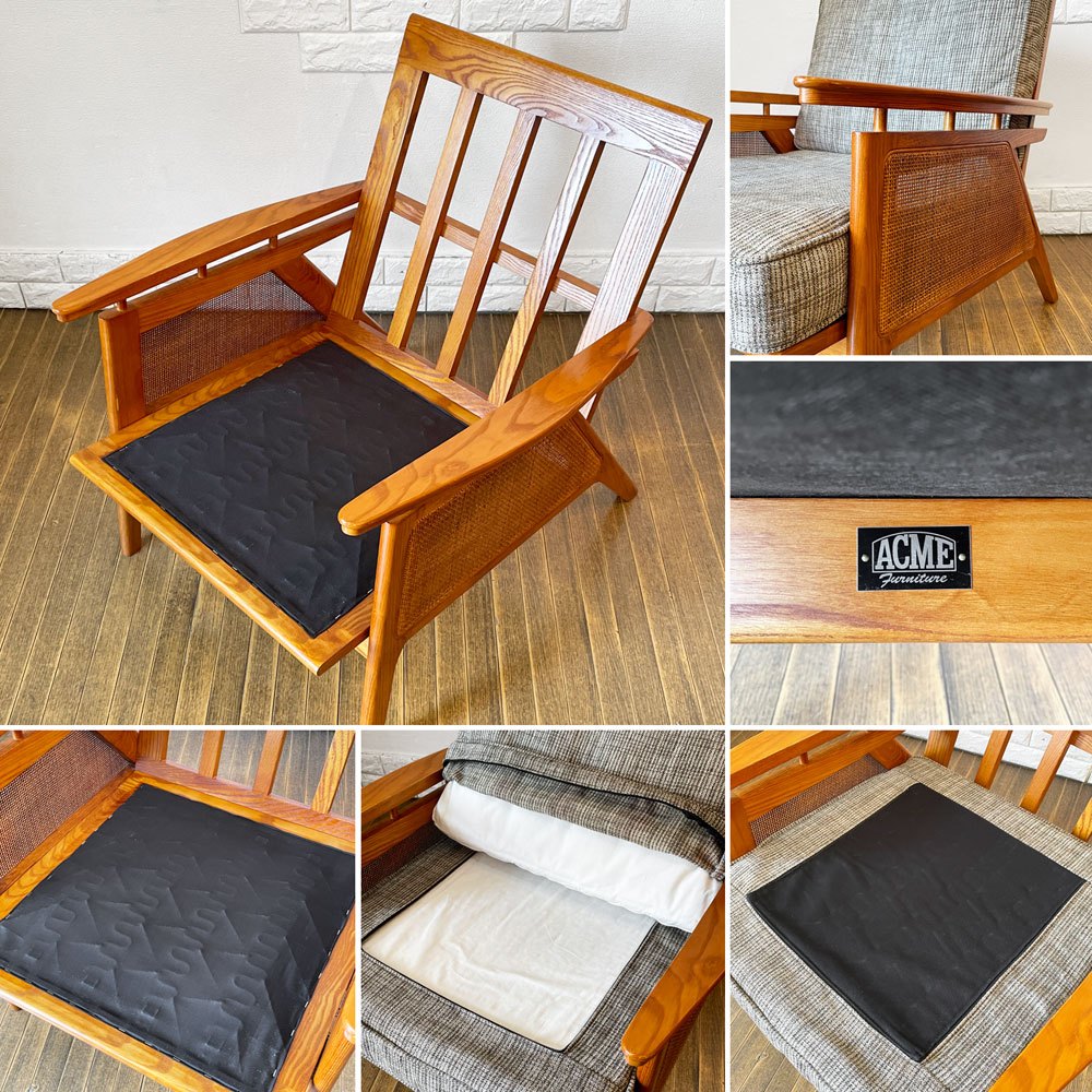 アクメファニチャー ACME Furniture ウィッカー WICKER ラウンジチェア 1Pソファ ハックベリー ラタン グレー USビンテージスタイル 定価83,600円 ◎