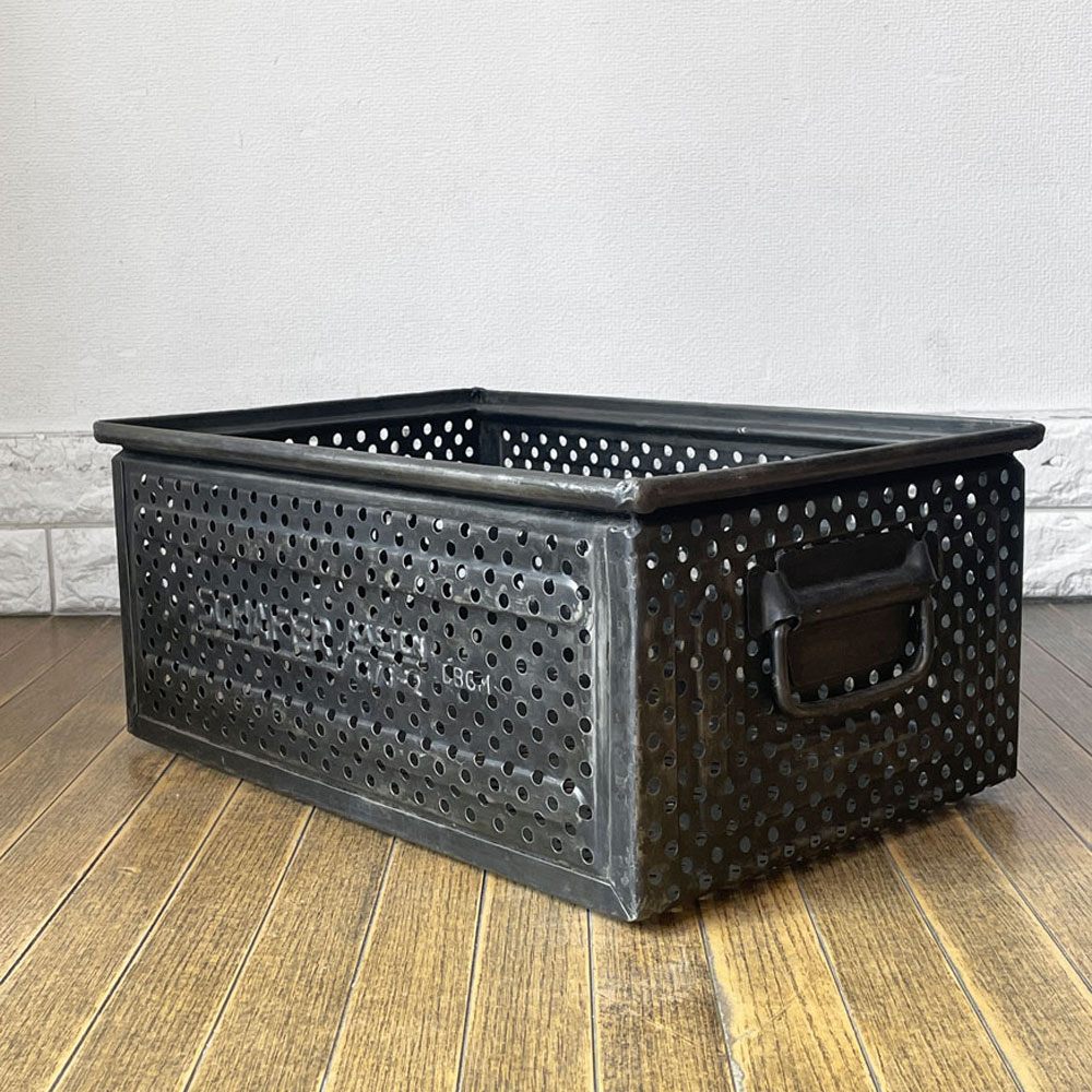 SCHAFER スタッキング ストレージボックス パンチングメタル インダストリアル ドイツビンテージ B ◎