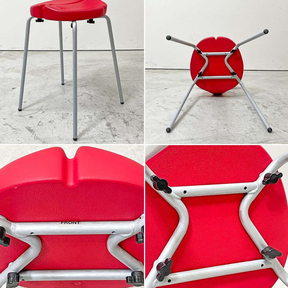 アーユル・チェア ayur-chair スツールタイプ SH49 レッド 四本脚 姿勢矯正 坐骨椅子 健康椅子 腰痛対策 2007グッドデザイン賞 廃番カラー ●