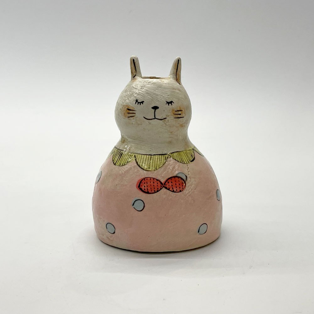 the cozy nook ネコの花入れ 一輪挿し 器 うつわ 沖縄 ハンドクラフト 彫刻 陶芸 現代作家 ★