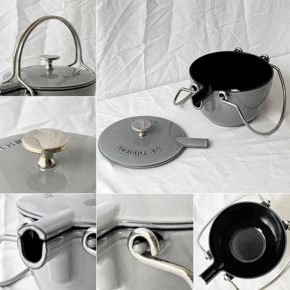 ストウブ STAUB ラウンドティーポット ROUND TEA POT ケトル 1.15L 茶こし付き 鋳物ホーロー製 グラファイトグレー IH対応 直火使用可 箱付き ◇