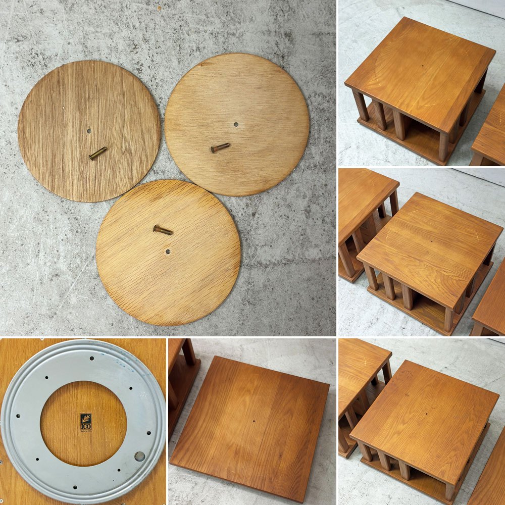 ICO ロータリーブックシェルフ Rotary Bookcase ブックケース 回転式本棚 オーク材 スタッキングシェルフ US製 ●