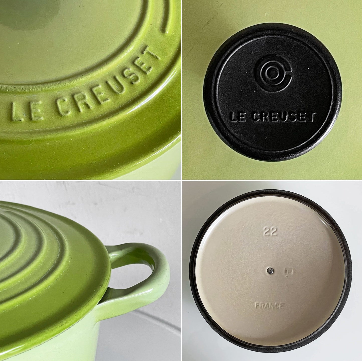 ルクルーゼ LE CREUSET ココットロンド 両手鍋 22cm 鋳物 グリーン フランス ■