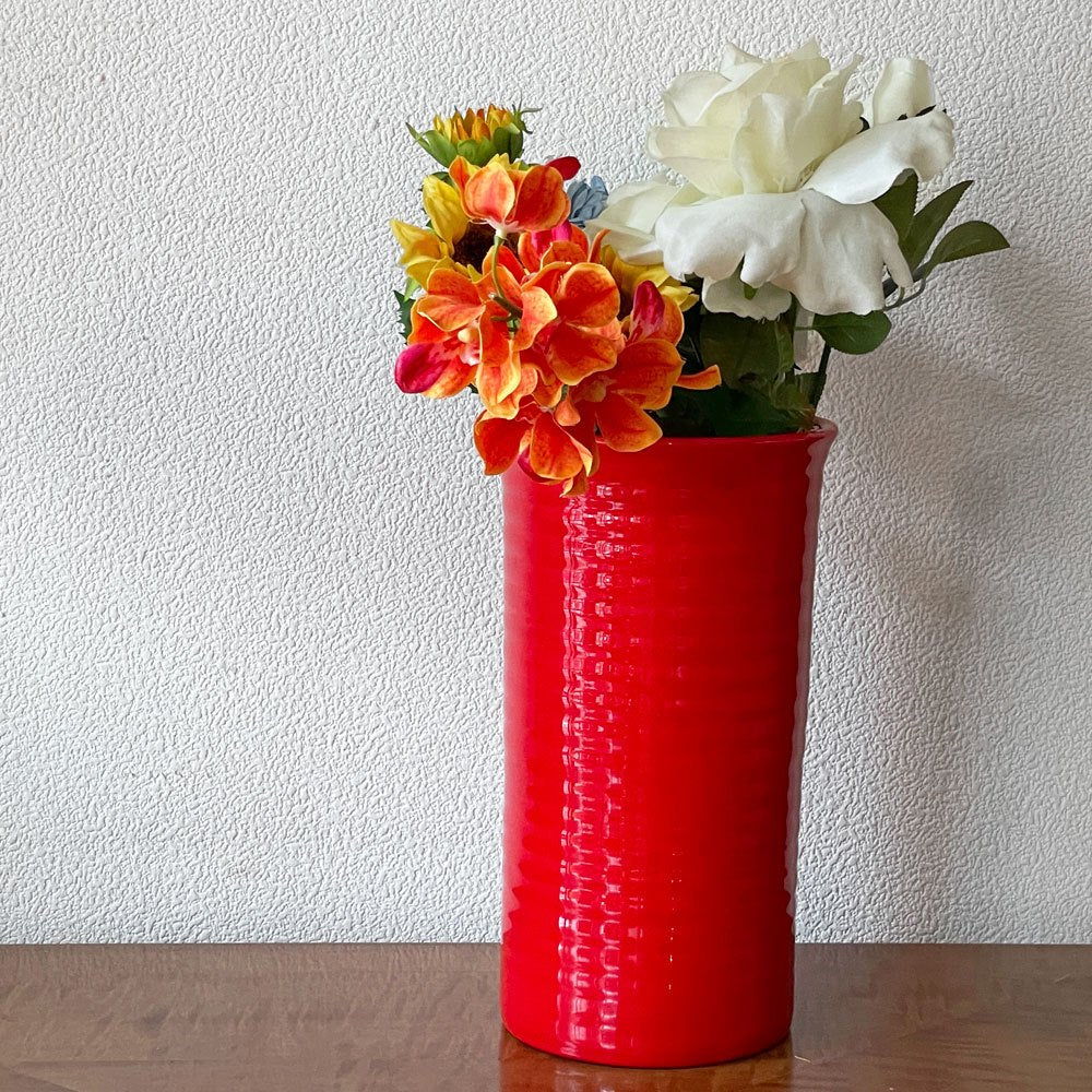 バウアーポタリー Bauer Pottery リングウェア ベース Ringware Vase 7inch レッド 花瓶 アメリカ 参考価格9900円 ◇