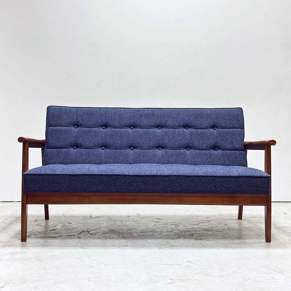 カリモク60 karimoku60 Kチェア 2シーター ソファ 2人掛け タープブルー ミッドセンチュリーデザイン 国産家具 ●