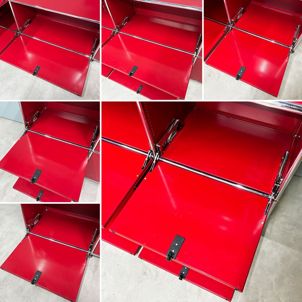 ユーエスエムハラー USMハラー USM Haller キャビネット シェルフ 3列3段 ドロップダウンドア ガラスパネル W177.5×H91.5cm ◎