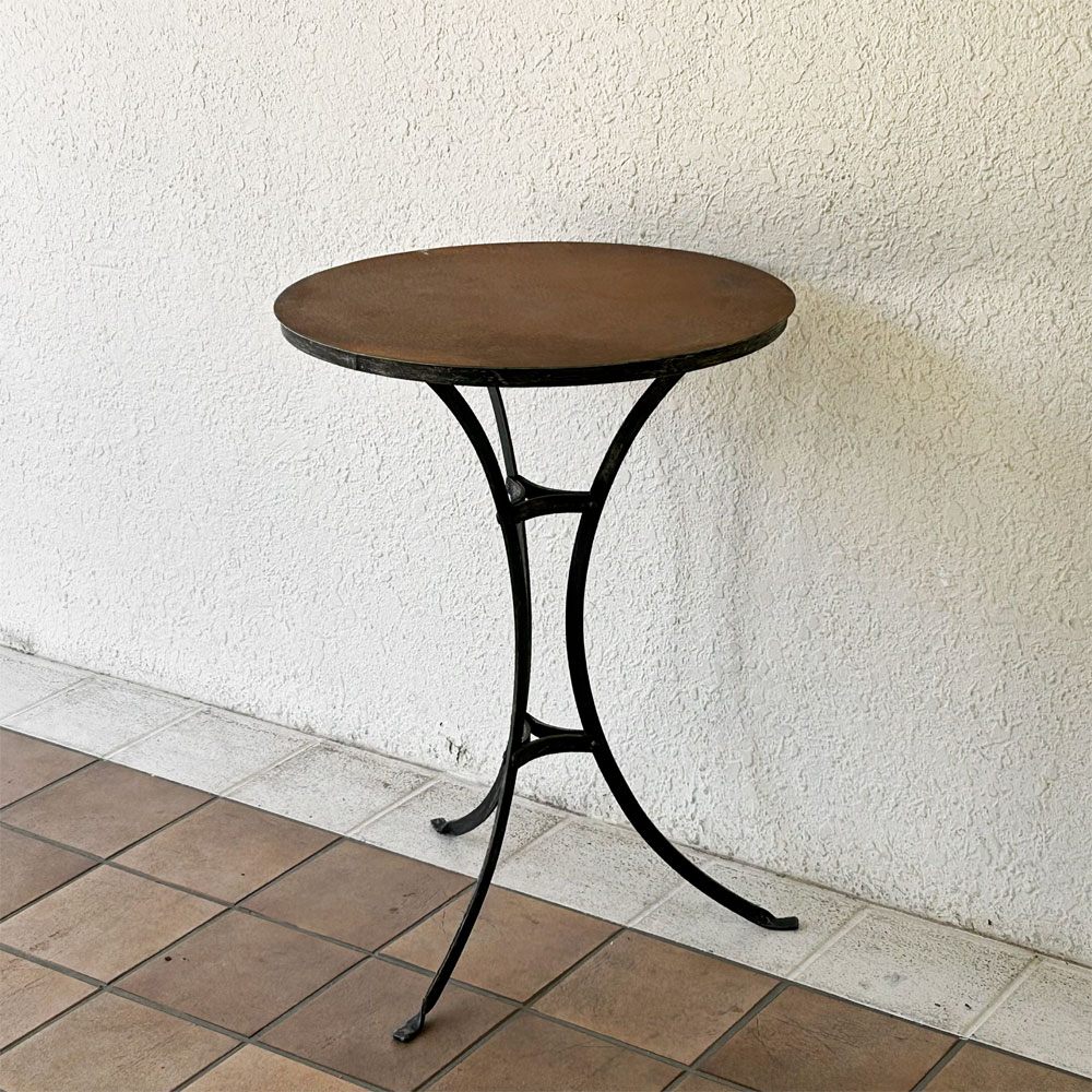 ビンテージ vintage アイアン ガーデンテーブル カフェテーブル Φ52cm フレンチスタイル クラシカルデザイン ◇