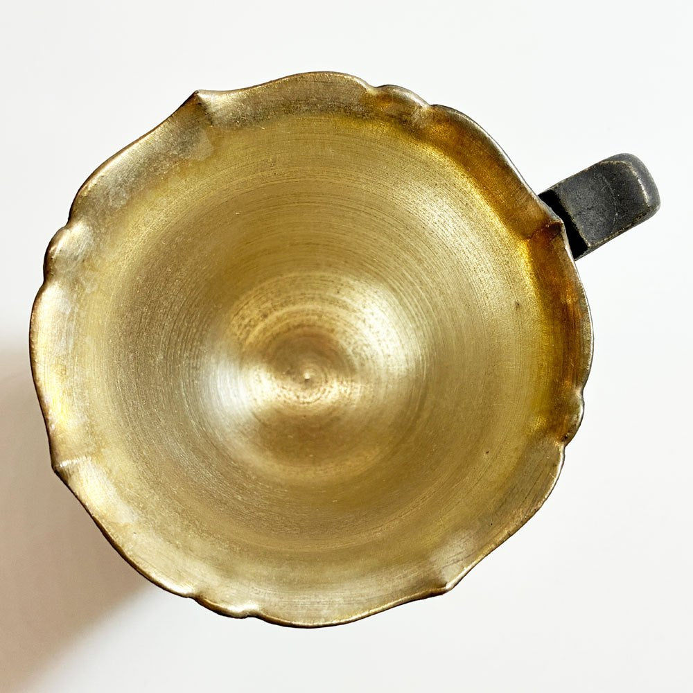 木下和美 黒釉輪花 デミタスカップ 金彩 黒釉 磁器 H7.5cm 現代作家 A ★