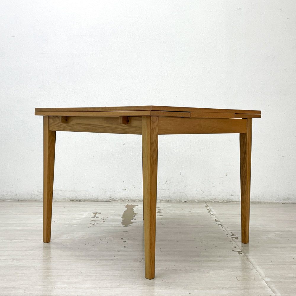 無印良品 MUJI エクステンション ダイニングテーブル 伸長式 オーク材 W85cm ナチュラル 廃番 ●