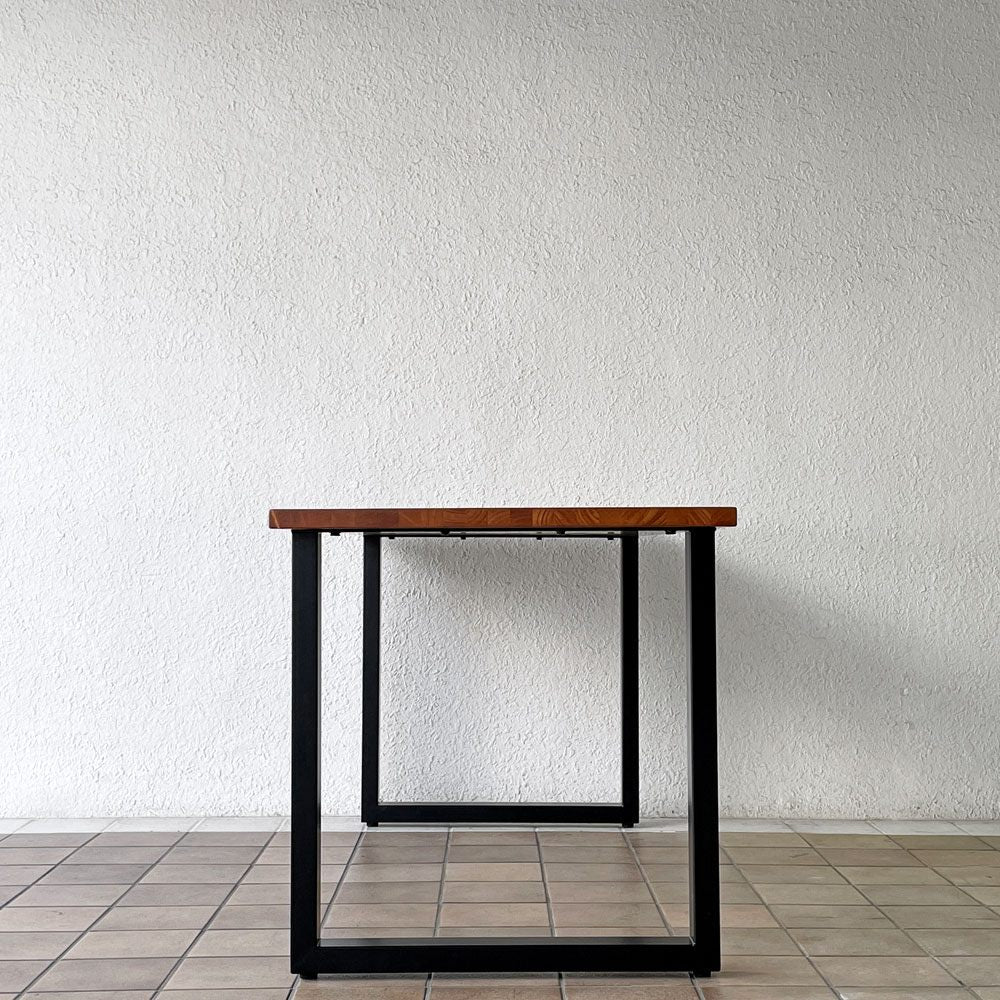 かなでもの KANADEMONO ザ・テーブル THE TABLE デスク ラバーウッド材 チークブラウン スチール脚 スクエア W160cm ◇