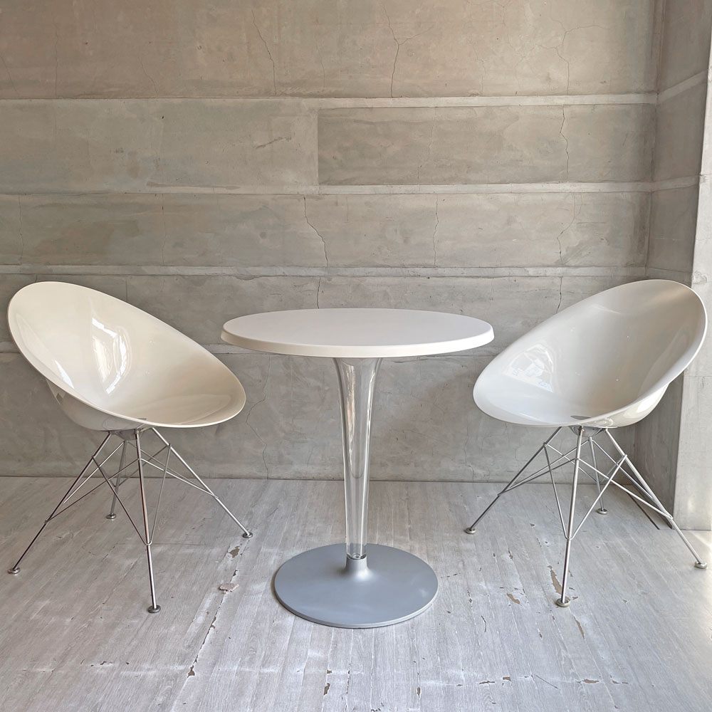 カルテル Kartell トップトップ TOPTOP ラウンドテーブル カフェテーブル 丸脚 フィリップ・スタルク ホワイト天板  ♪