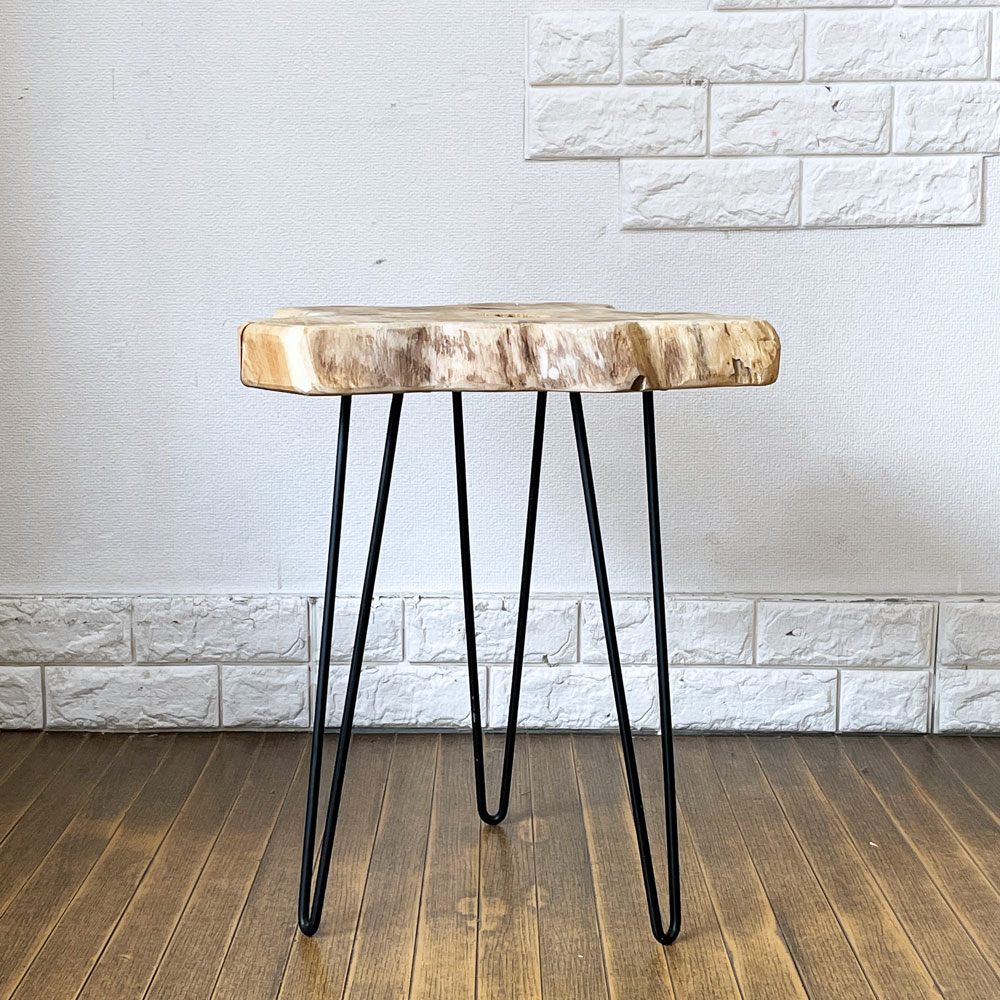 アントリー ANTRY ラスティック ウッド Rustic Wood スターテーブル S サイドテーブル 変形天板 天然木 チーク無垢材 アイアン インダストリアル ◎