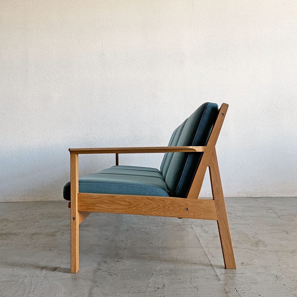 カーフ Karf トリムプラス Tolime+ 3シートソファ 3人掛け W184cm ホワイトオーク無垢材 ファブリック ブルー系 朝倉芳満 現行定価￥291,000- 〓