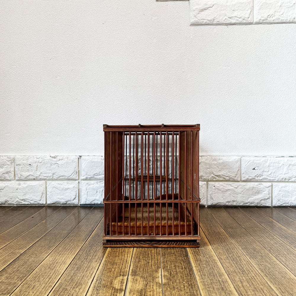 ビンテージ Vintage 鳥籠  竹籠 メジロ籠 ウグイス籠 W36 古家具 古道具 ◎