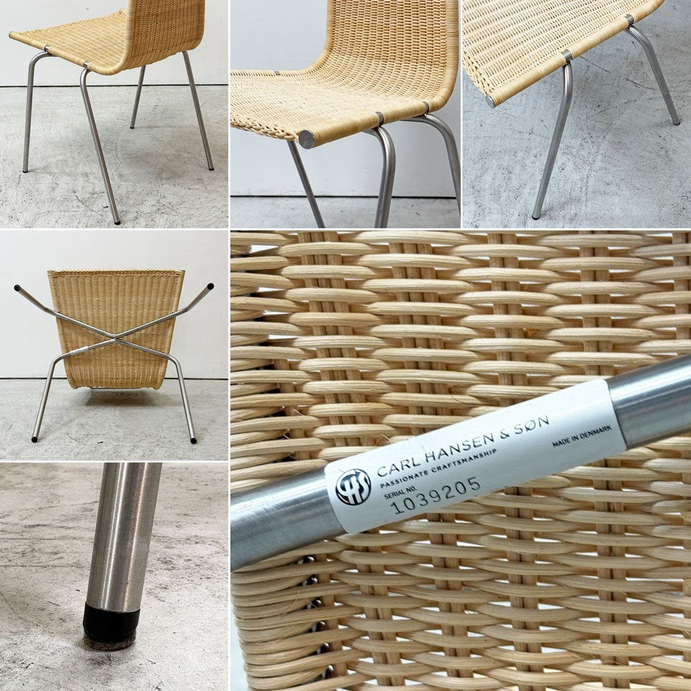 カールハンセン＆サン Carl Hansen & Son PK1 ダイニングチェア スタッキングチェア ラタン 籐 スチール ポール・ケアホルム Poul Kjaerholm 北欧 デンマーク モダン 廃番希少 B ●