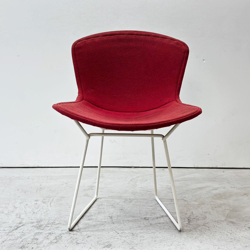 ノル Knoll 420 サイドチェア ワイヤーチェア ダイニングチェア ホワイト × レッド ファブリック フルカバー仕様 ハリー・ベルトイア ミッドセンチュリー ビンテージ ●