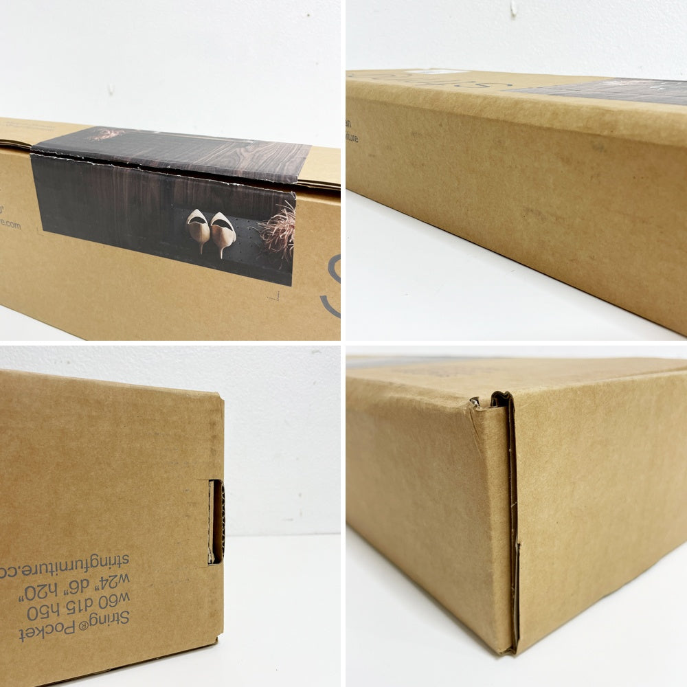 ストリングファニチャー string furniture ストリングポケット String Pocket ウォールシェルフ 3段 ウォールナット ブラックフレーム 未使用 A ●