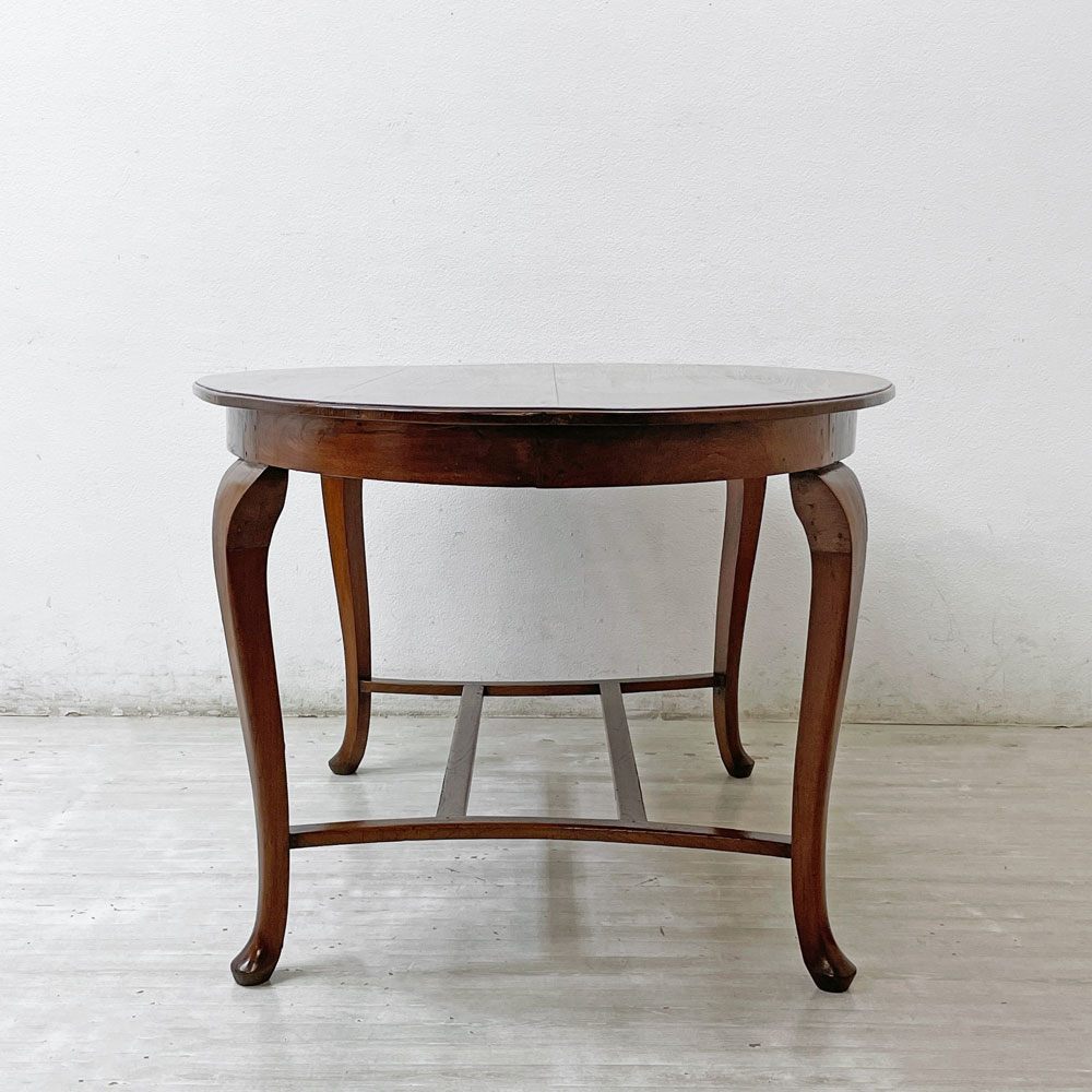 ビンテージ Vintage ダイニングテーブル オーバル チーク無垢材 猫脚 アンティークスタイル クラシカルデザイン W150cm ●