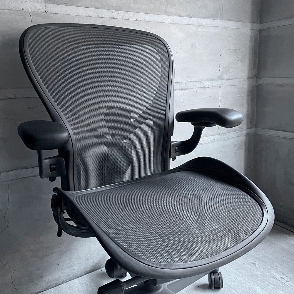 ハーマンミラー Herman Miller アーロンチェア リマスタード フル装備 Cサイズ デスクチェア オフィスチェア グラファイトベース ポスチャーフィットSL ヘッドレスト付き ♪