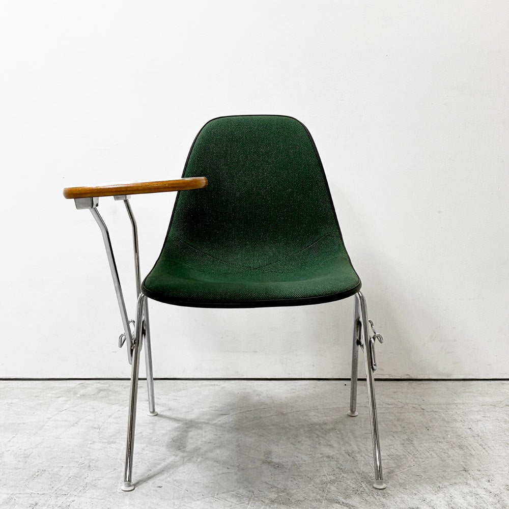ハーマンミラー Herman Miller サイドシェルチェア セカンド 2nd ビンテージ アプホルスター スクールベース スタッキングベース 肘掛けテーブル付 イームズ ミッドセンチュリー E ●