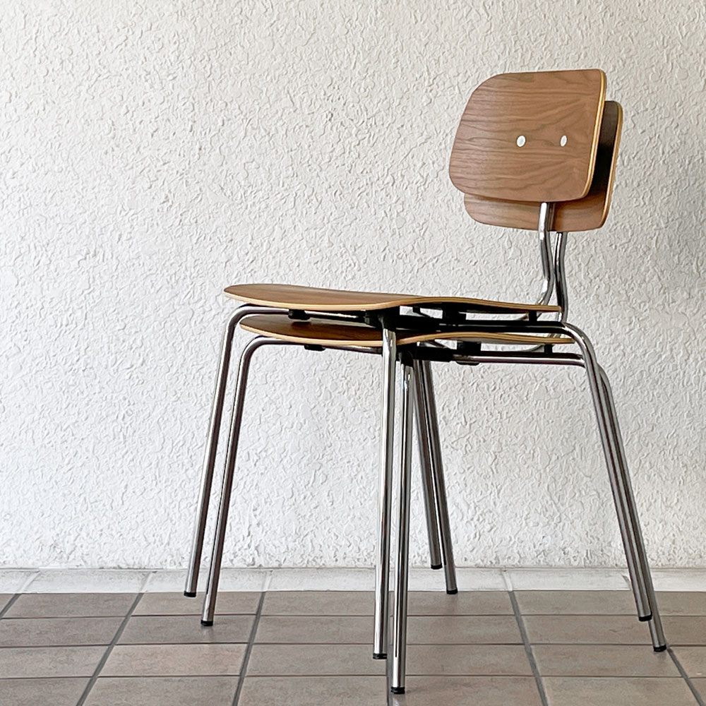 エンゲルブレヒト Engelbrechts ケヴィ KEVI 2060 メタルフレーム プライウッド スタッキングチェア ウォールナット ヨルゲン・ラスムッセン デンマーク 未使用品 B ◇