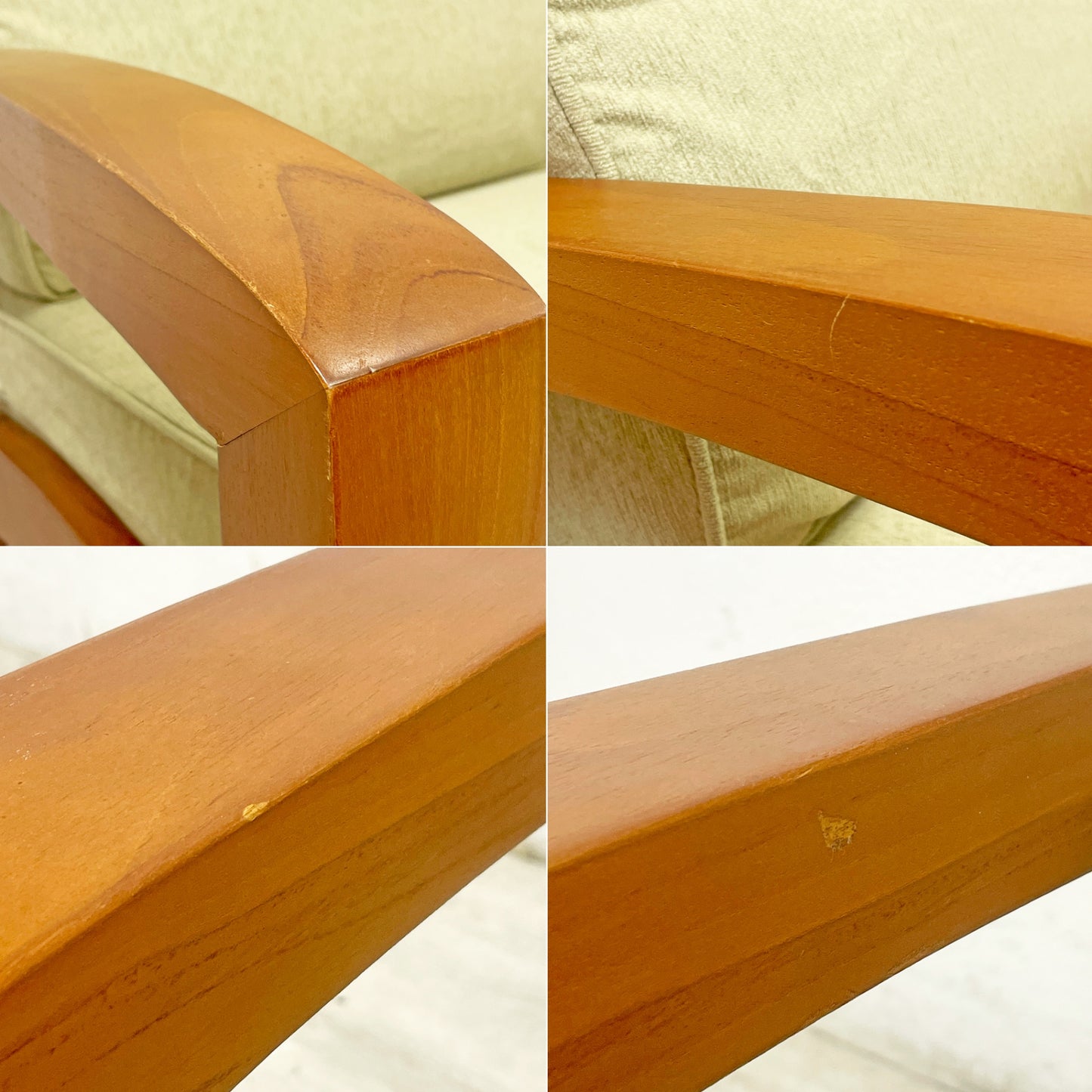 スキャンティーク SCANTEAK コニスカ KONISKA 3pソファ チーク無垢材 ラッカー仕上げ 替えカバー付き 北欧スタイル ●