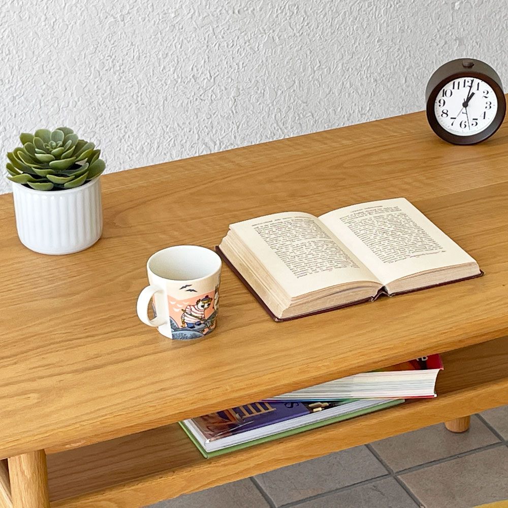 アクタス ACTUS ロッジ LODGE SOFA TABLE ソファテーブル リビングテーブル W110cm オーク材 天板下収納付 参考価格￥56,100- 廃番 ◇