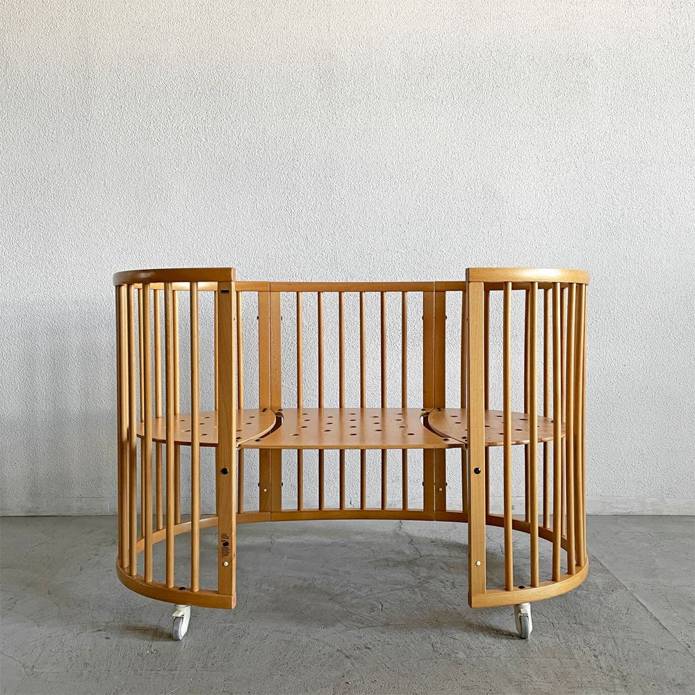 ストッケ STOKKE スリーピーベッド Sleepi Bed ブナ材 ナチュラル ロッド＆マットレス＆シーツ＆キャスター付 2段階サイズ 参考合計価格￥146,080- 〓