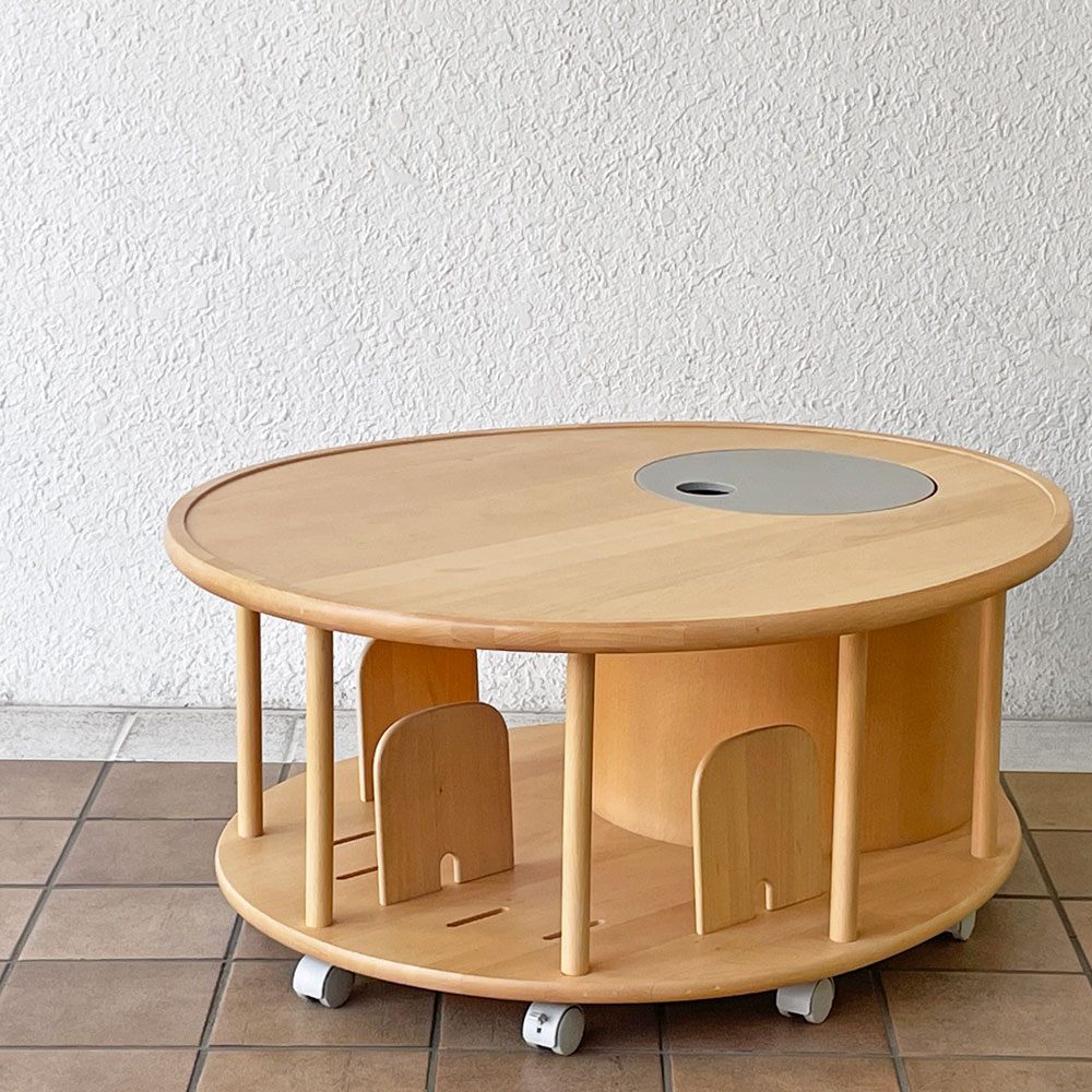 アクタス ACTUS ムーナ MUNA リビングテーブル 小物入れスペース & ブックスタンド キャスター付き ビーチ材 佐々木章行 ◇