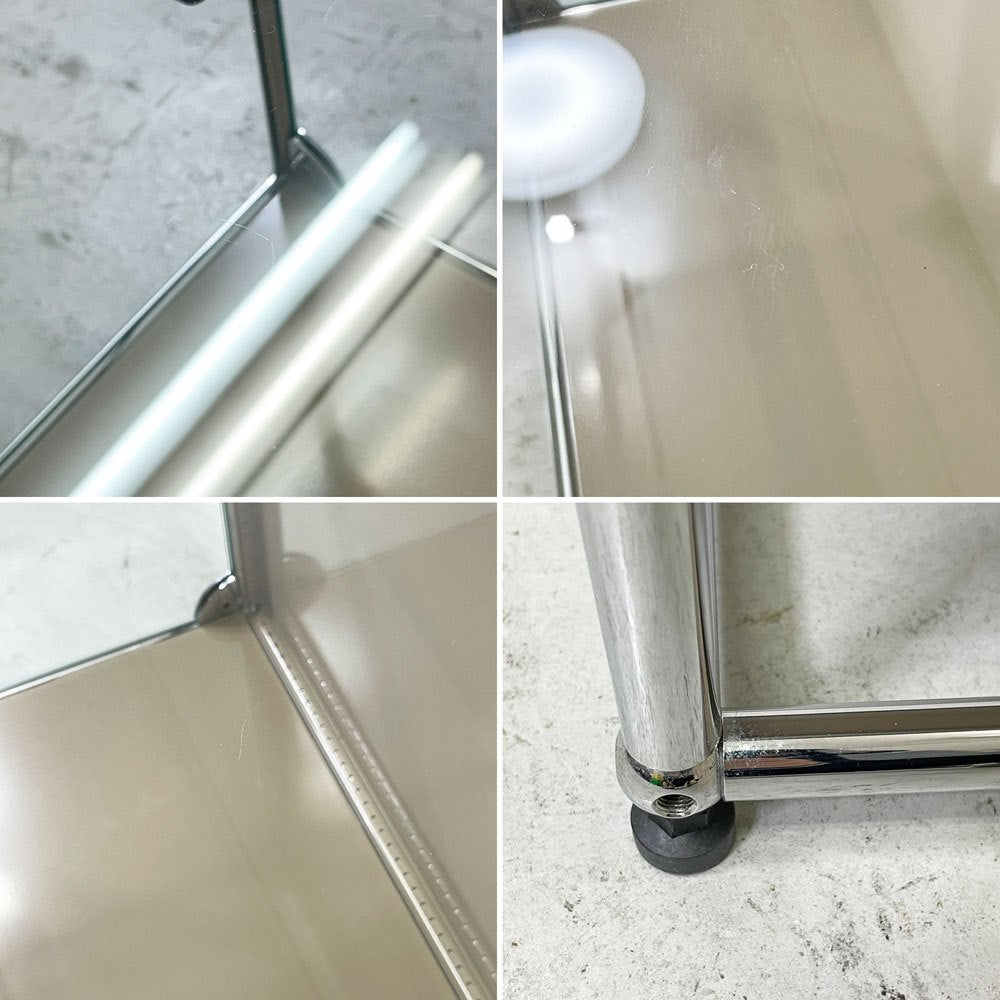 USMハラー USM Haller モジュラーファニチャー ハラーシステム ガラスキャビネット 1列2段 クリアガラス USMベージュ スイス 鍵付き ●