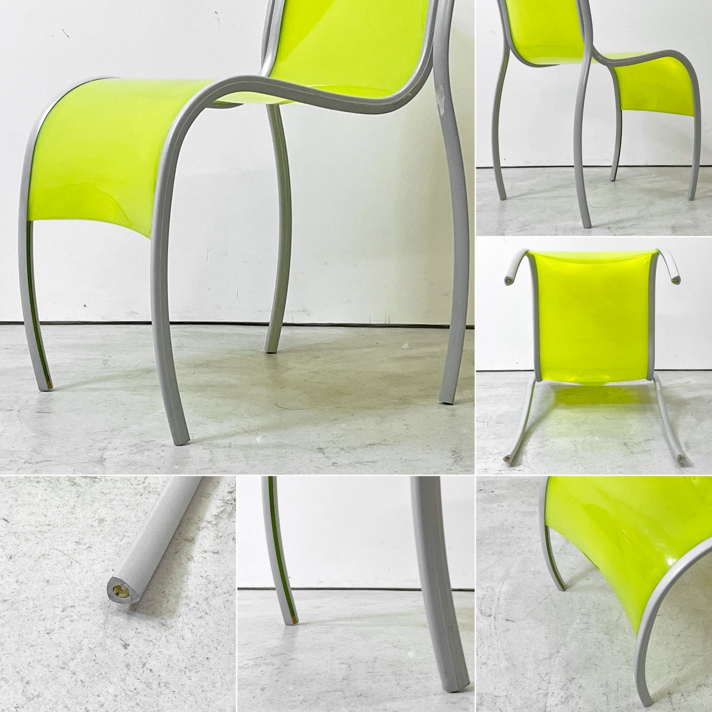 カルテル Kartell FPE chair スタッキングチェア ダイニングチェア アルミ ポリプロピレン グリーン ロンアラッド イタリアモダン 廃番 B ●