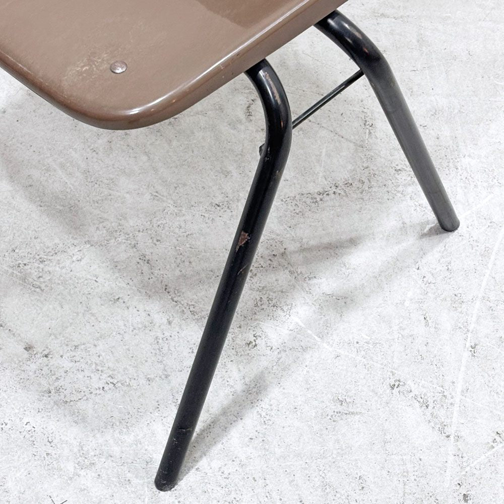 コトブキ KOTOBUKI スタッキングチェア FRP製 シェルチェア スチール脚 ブラウン 剣持勇デザイン ビンテージ ジャパニーズミッドセンチュリー ●