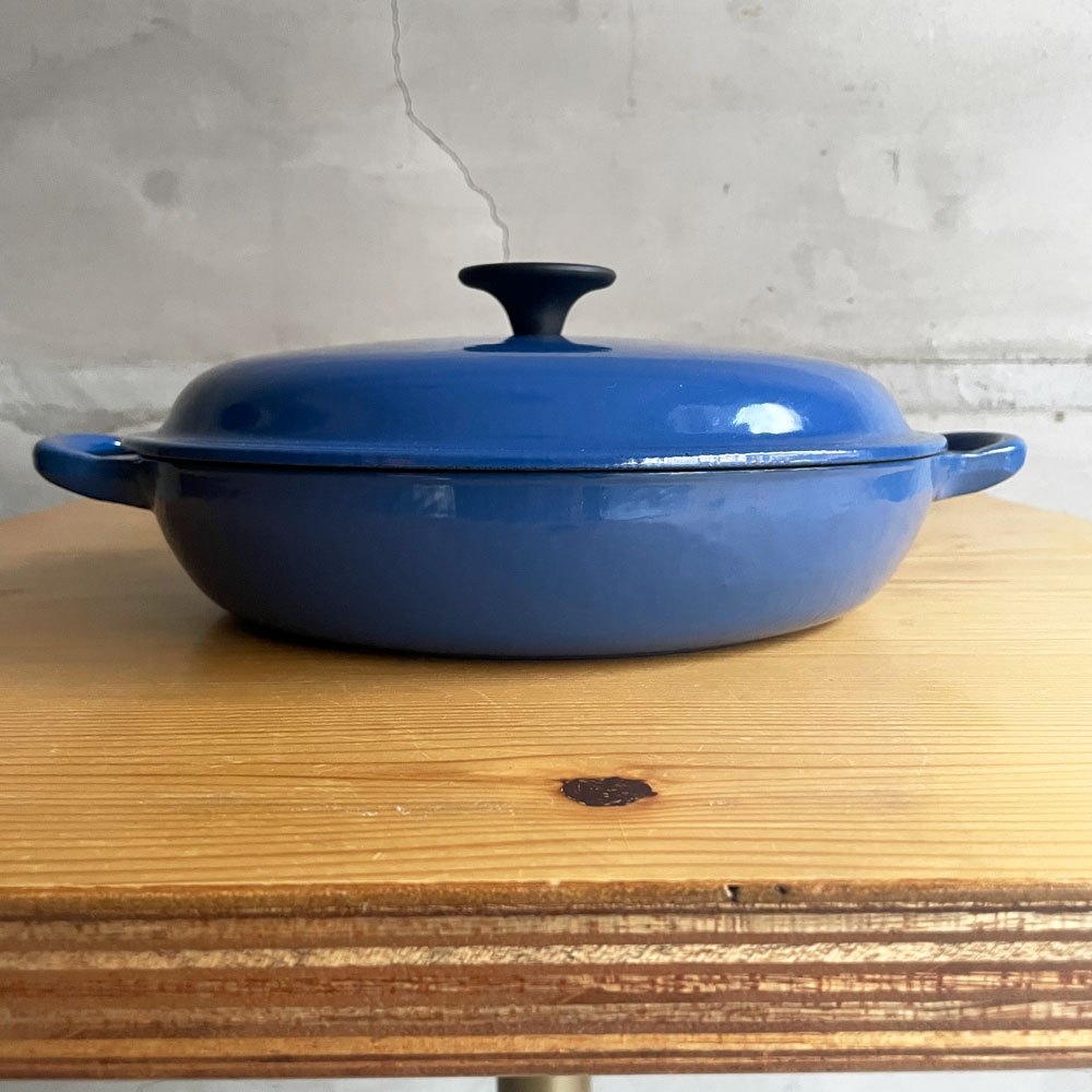 ルクルーゼ LE CREUSET ビュッフェキャセロール 26cm 両手鍋 鋳物 ハーモニックブルー フランス 廃番 ♪