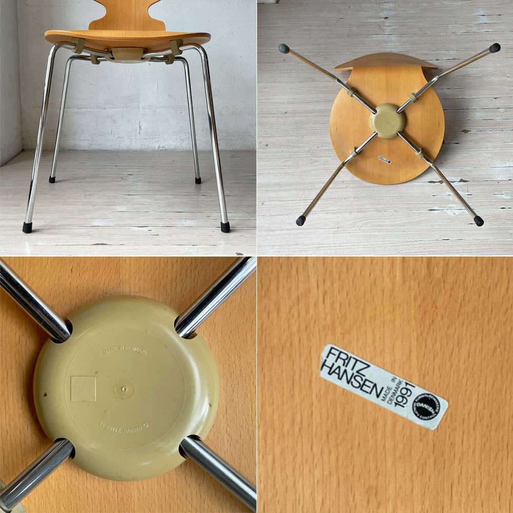 フリッツハンセン Fritz Hansen 3101 アリンコチェア アントチェア 4本脚 ナチュラルビーチ ラッカー仕上げ アルネ・ヤコブセン E ★
